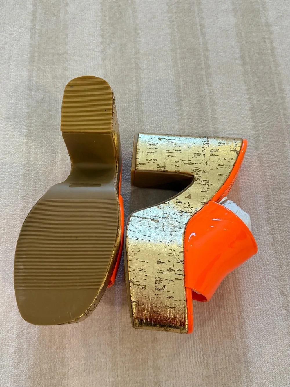 Lemon Drop by Privileged Shoes Gigietta Orange Platform Heels